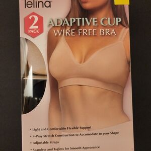 TWO Bras, FELINA, Adaptive Cup Wire Free, Size Small-32/34, NEW-1 Black, 1-Beige